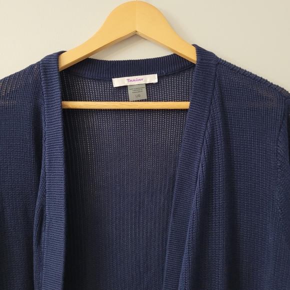 TanJay Women's Blue Knit Cropped Cardigan Sweater - Picture 7 of 10